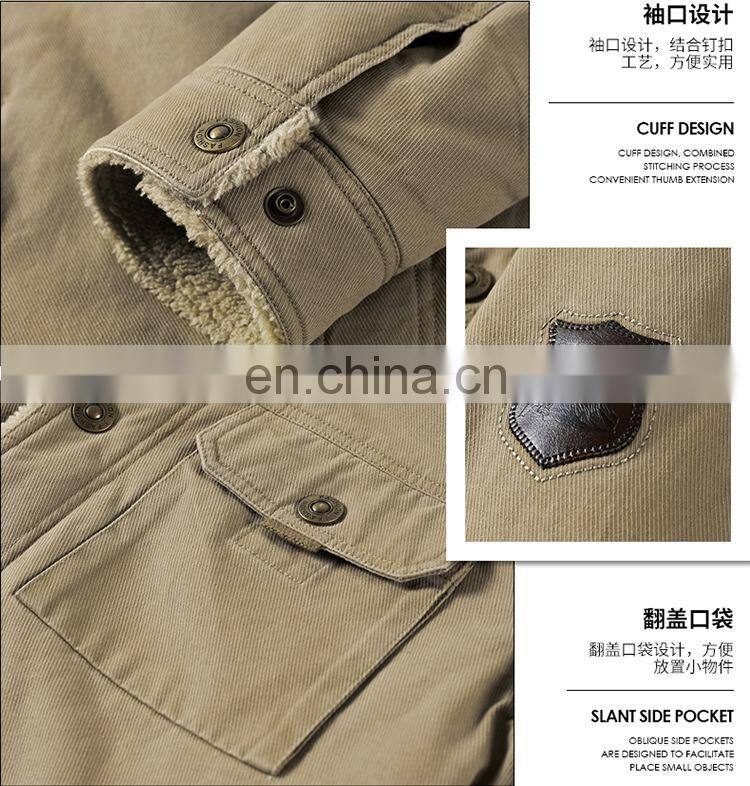 Wholesale custom men's winter plus velvet casual fashion jacket jacket men's cotton coat men's loose cashmere plus velvet jacket