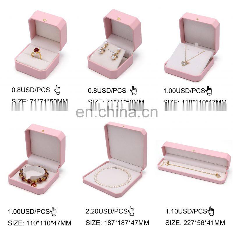 Custom Logo Pink Color Pu Leather Necklace Box