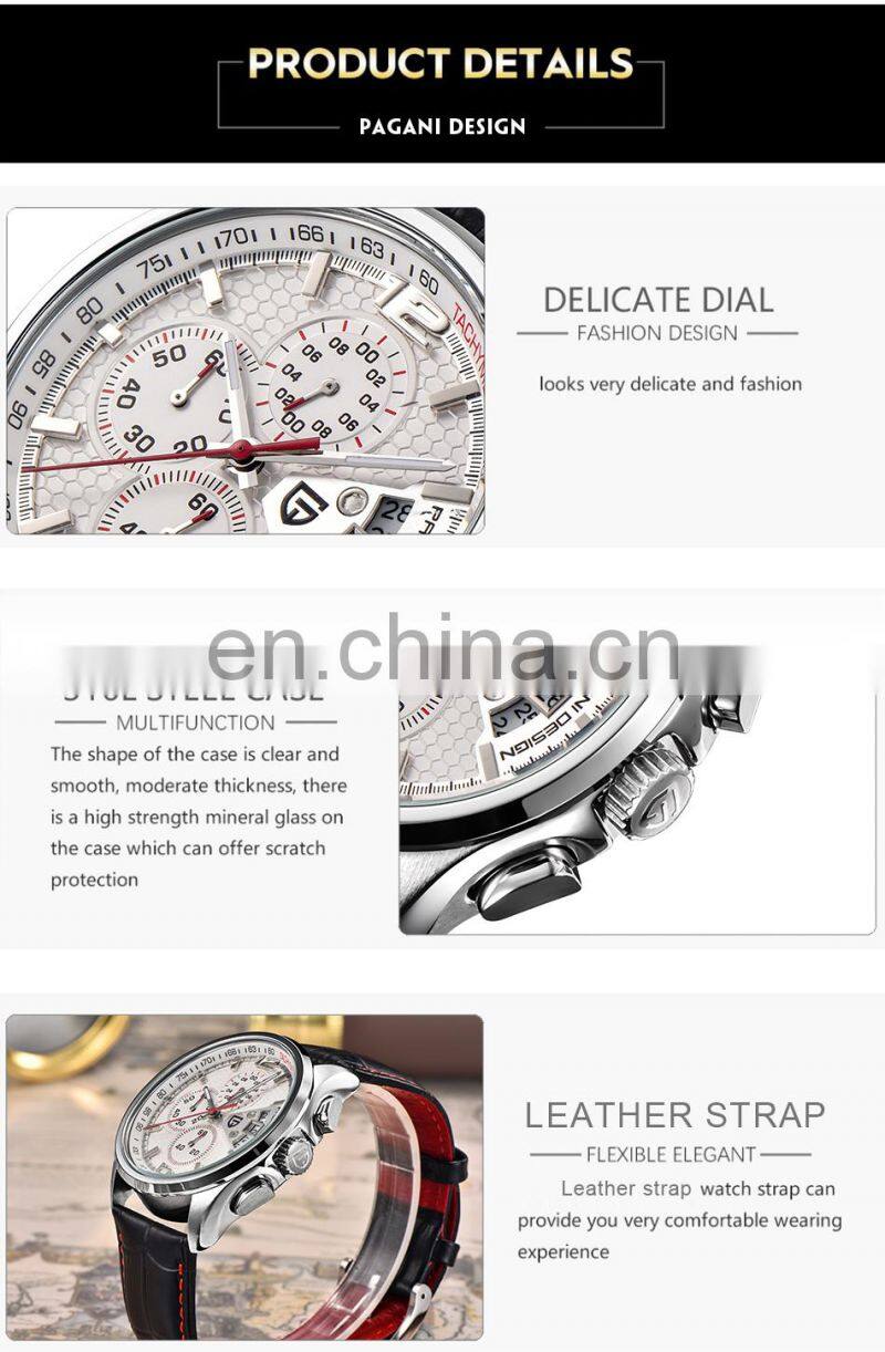 Pagani Design 3306 Men Fashion Quartz Leather Strap Watches Chronograph Dropshipping Casual Business Wristwatch
