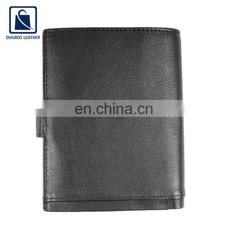 High Quality Black Custom Logo RFID Leather Wallet for Men at Best Price
