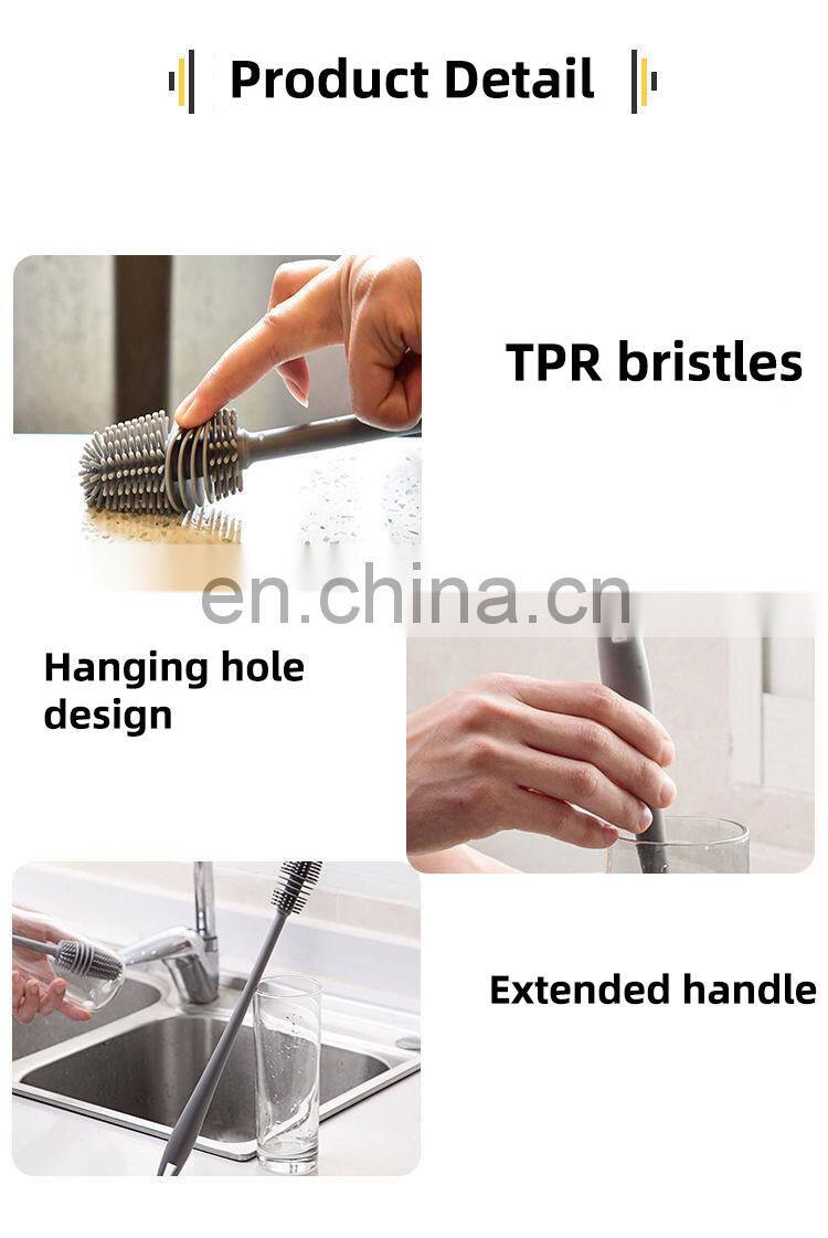Silicone Cup Brush Cup Scrubber Glass Cleaner Kitchen Cleaning Tool Long Handle Drink Wineglass Bottle Glass Cup Cleaning Brush