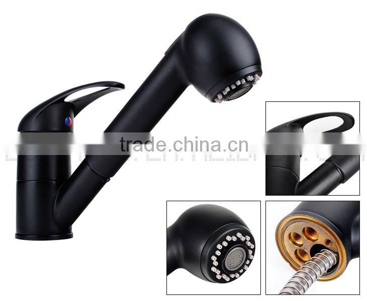 Top Level Black Pull Out Chrome Surface Single Lever Kitchen Mixer