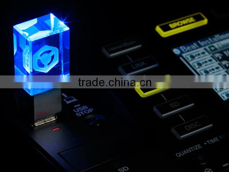 Crystal USB Flash Drive 3D Engrave Pendrive with Logo