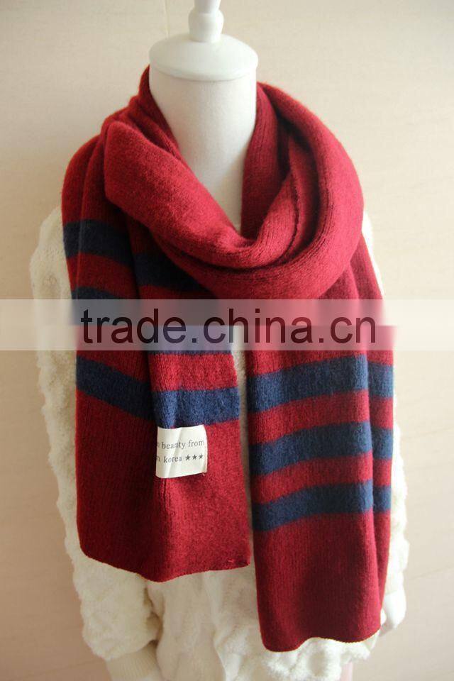 New Arrival Warm Fashion Long Striped Wool Acrylic Knitted Girls Winter Scarf