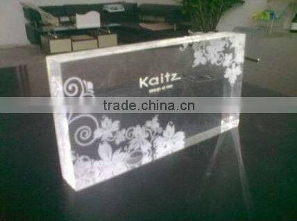 luxury PMMA/Lucite/acrylic/plastic paperweight custom logo sign display block holder signpost