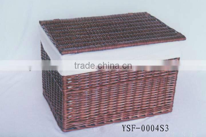 Chinese brown handmade woven willow storage basket