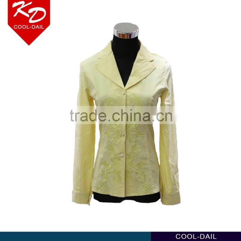 2016 ladies' plain t-shirts OEM service lapel collar casual suit design custom shirts