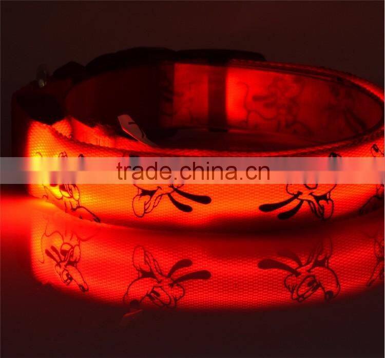 Cute Cartoon Dog LED Nylon Pet Dog Cat Collar Night Safety LED Light-up Flashing Glow in the Dark Lighted Dog Collars