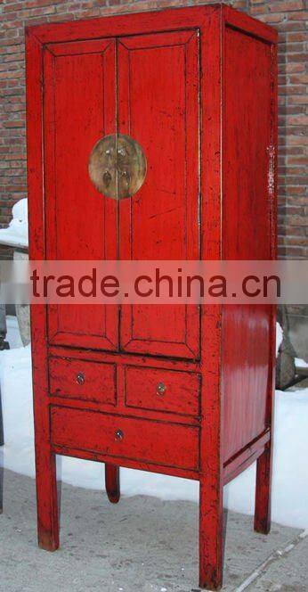 Chinese antique red wedding shanxi wardrobe cabinet