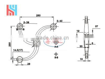 304 316Stainless steel spiders for glass curtain wall fixing system rotary three-arm 250 spider