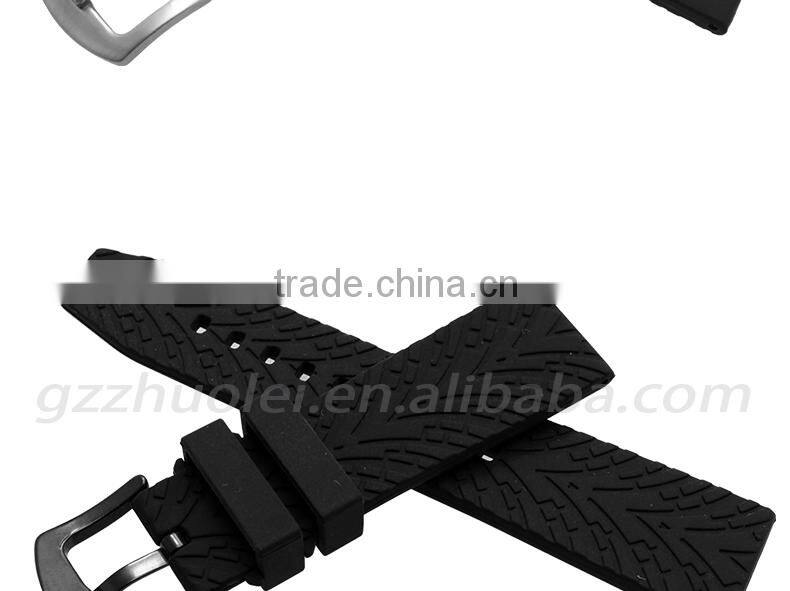 Hotsale 22|24mm waterproof high quality silicone watch strap with stainless steel buckle