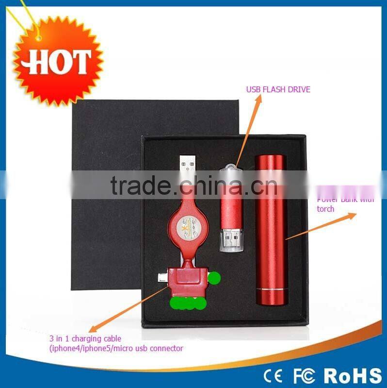 2015 newest design Annual gift set( power bank/usb hub/usb flash drive)