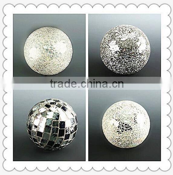 2015 Newest Multicolor outdoor solar led light 10" mosaic glass ball za