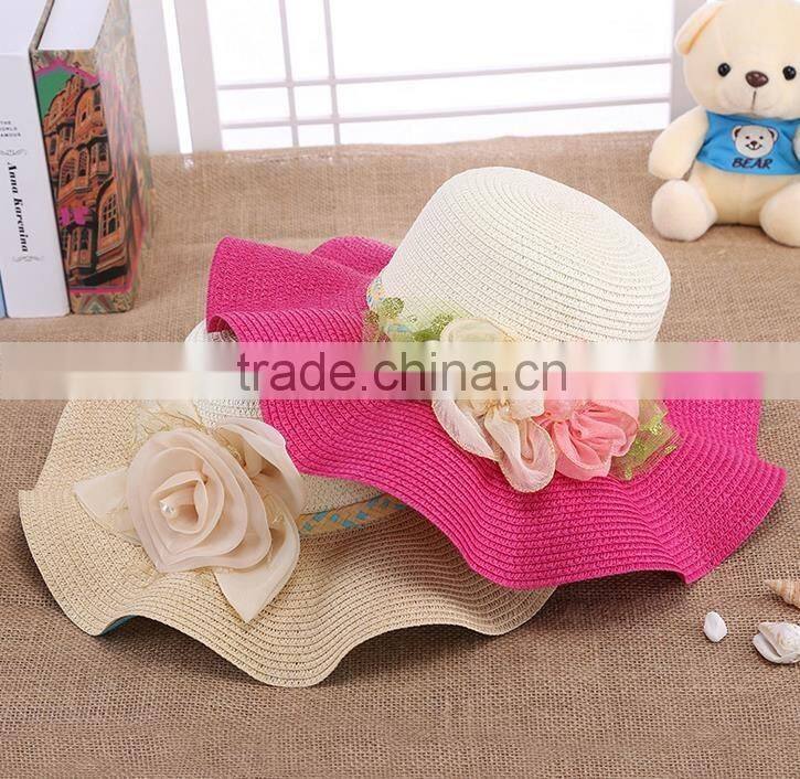 Promotion Ladies Flower Sombrero Hat,Straw Hat Beach Hat For Women