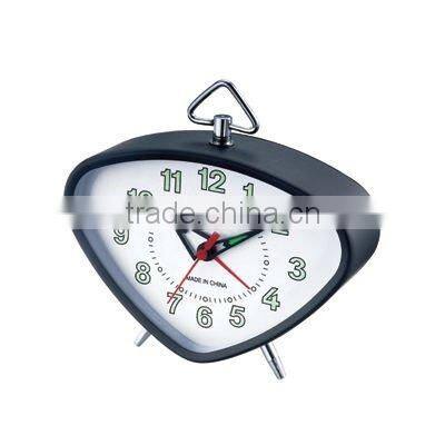 Triangle metal case mechanical alarm clock, decorative clock, table clock