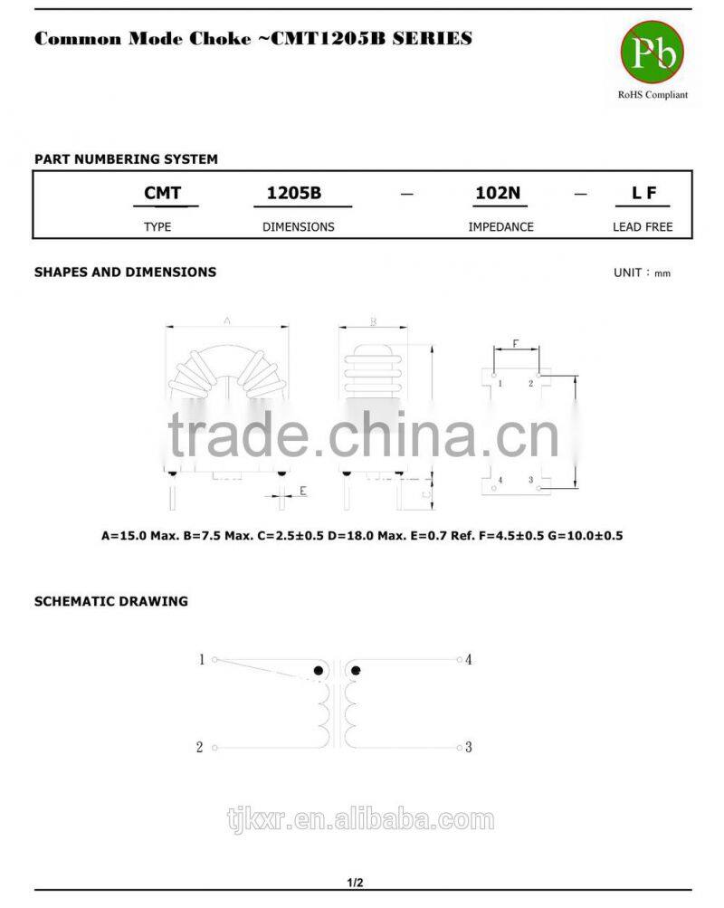 CE, ROHS approved common mode choke