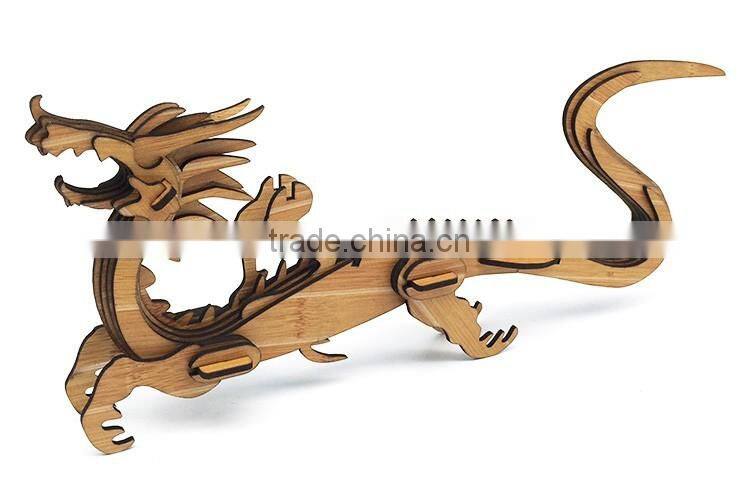 DIY Educational 3d wooden dinosaur puzzle for gift