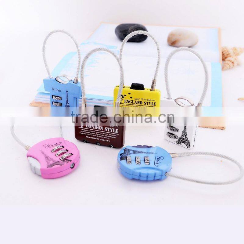 2016 factory direct wholesale price zinc alloy luggage cable combination lock