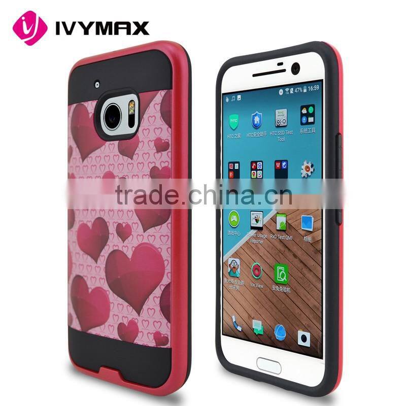 Beautiful love heart pattern design brushed texture pc matte phone case for HTC M10 phone accessories