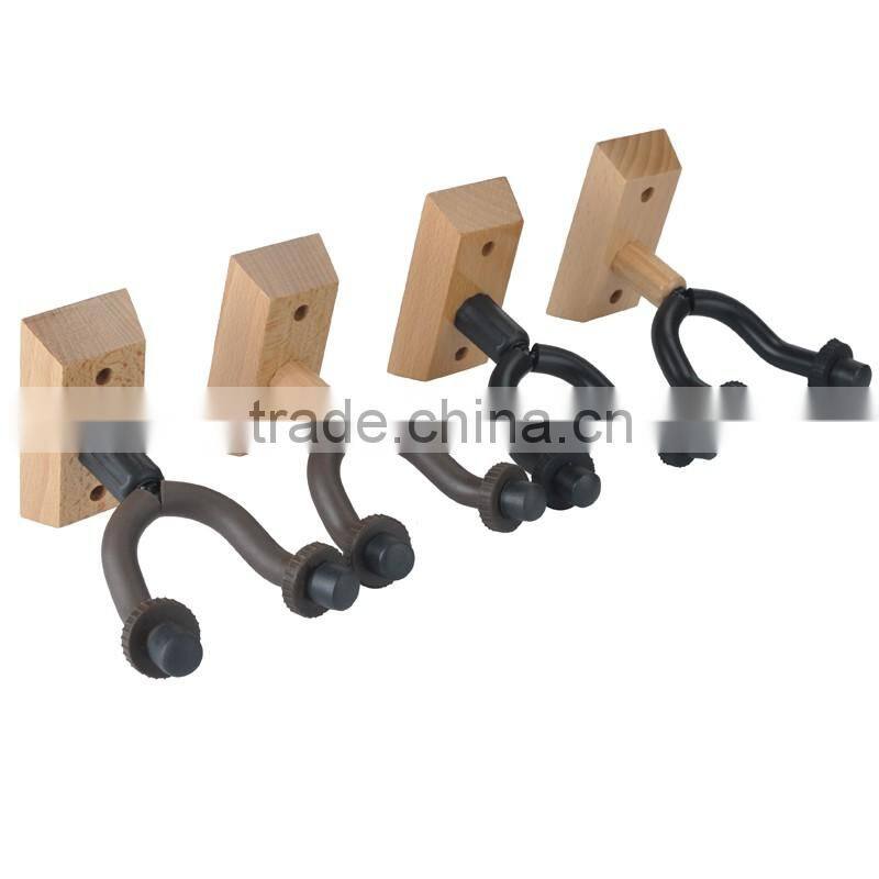 Auto Lock Wall Hanger Type Real Solid Wood Insturment Hanger Wooden Guitar Hanger