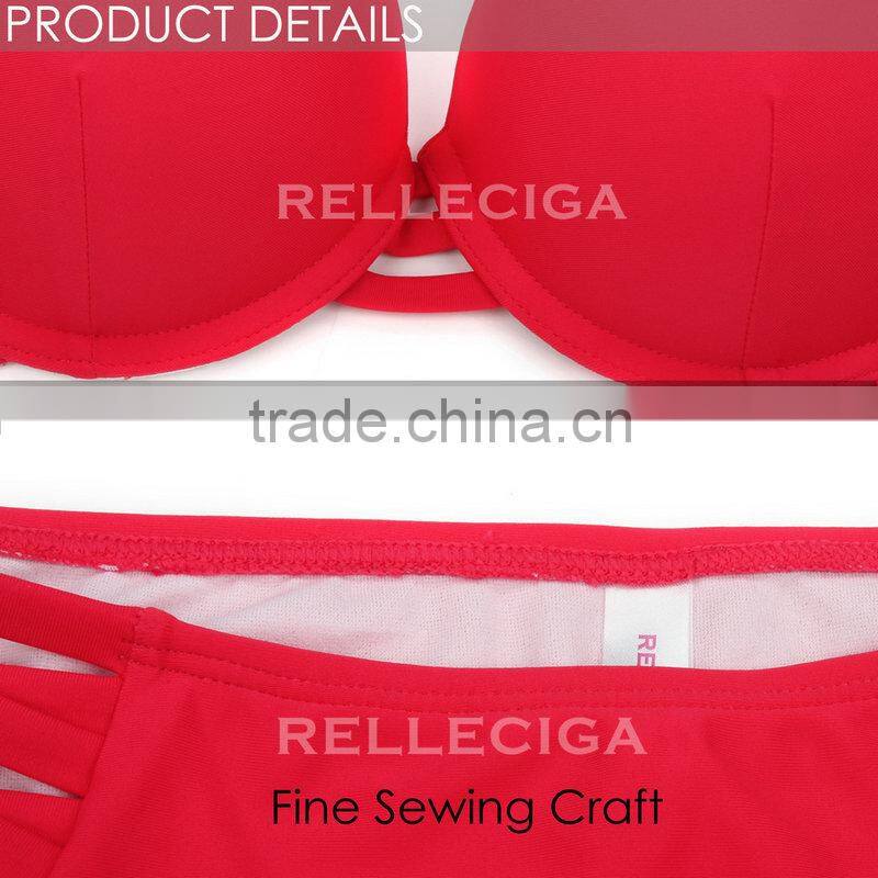 RELLECIGA 2016 Watermelon Red Push-up Halter Bikini with High Waist Bottom