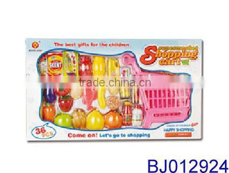 Fashion kid toy funny plastic shopping cart supermarket shopping trolley