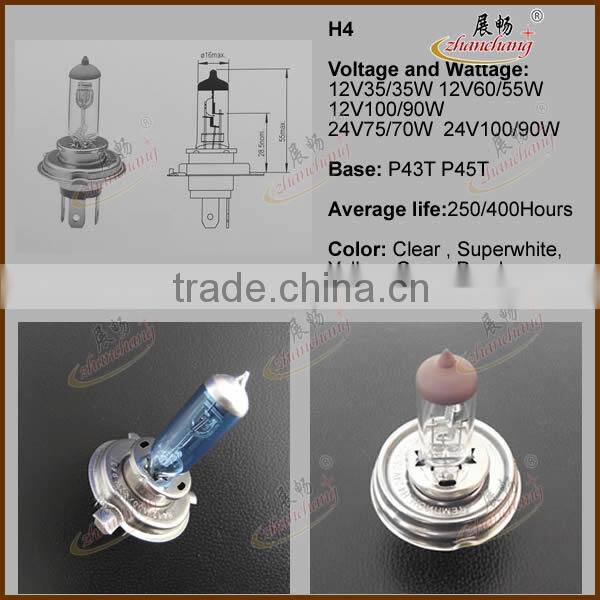 Blister Card H4 P43t Quartz glass with UV automotive halogen lamps