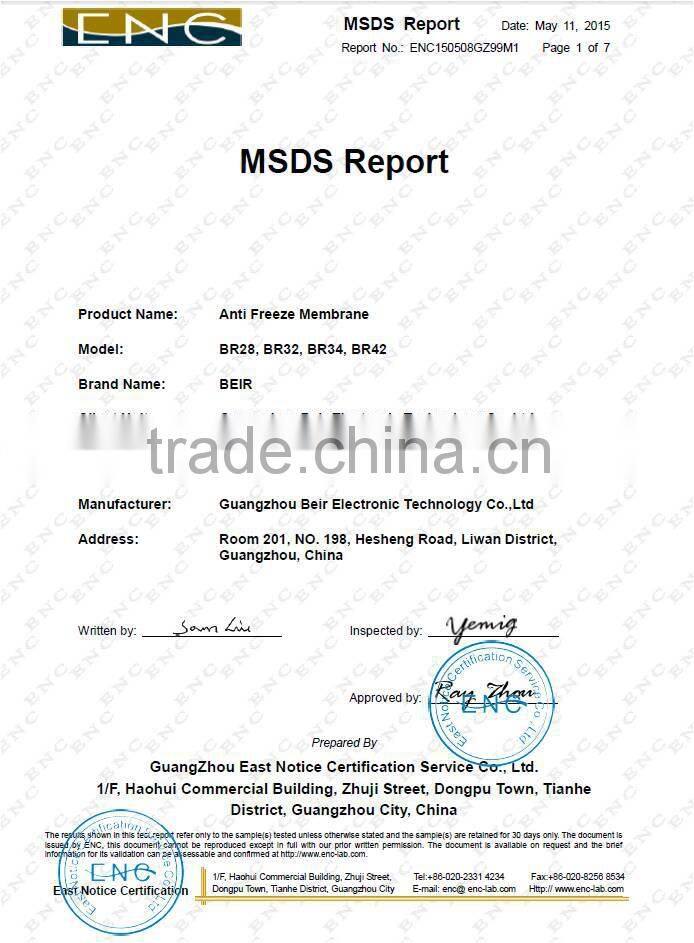 Beir Antifreezing Membrane cool lipolysis for fat freezing machine with CE & MSDS