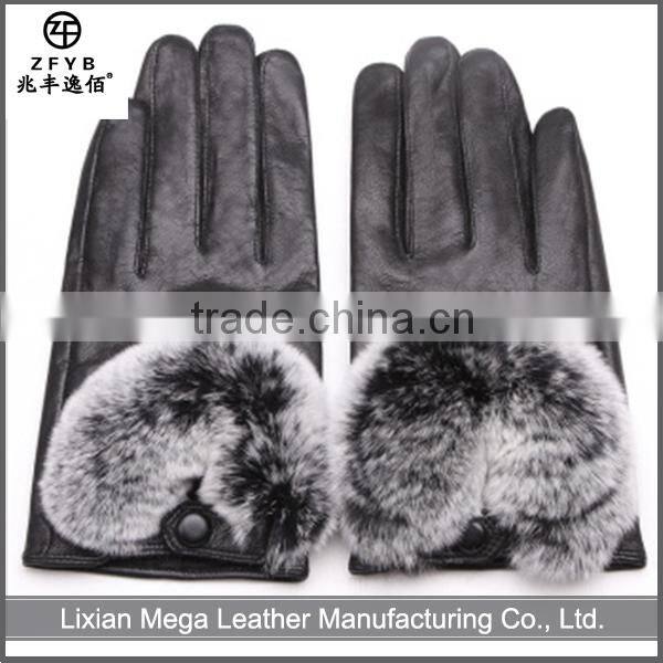 2016 new style Woman Hand Sewing Gloves Fur Leather Gloves