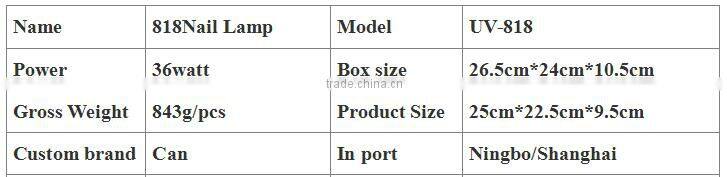 Wholesale nail art supplies phototherapy manicure kit mail 818 phototherapy machine 36 w 120 seconds timer nail phototherapy lam