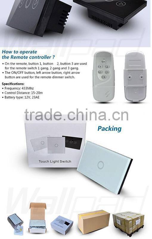 Hot Wallpad LED White Tempered Glass 110~250V US/Australia Standard 3 gang Remote Control Power Window Curtain Blinder Switch