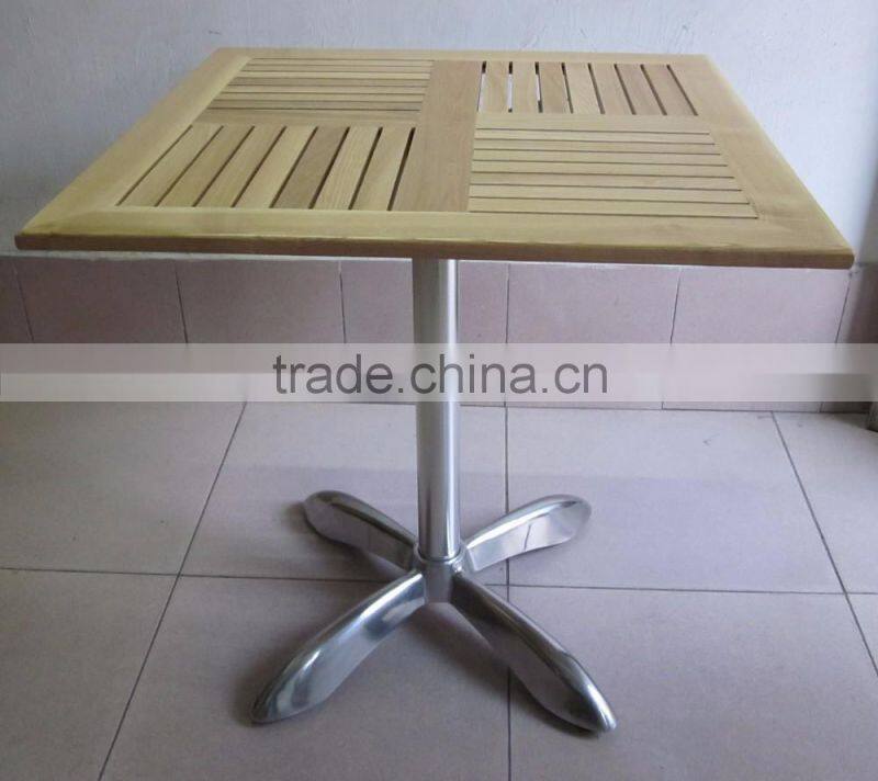 Restaurant aluminum furniture foldable wooden mental square dining table YT13A