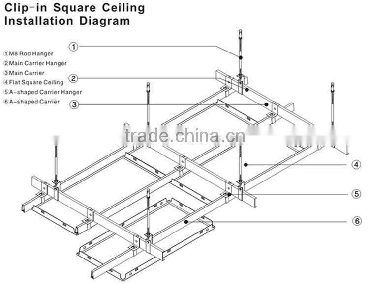 Decorative Wooden Color Galvanized Steel Metal Ceiling Suspended Panel Clip in False Ceiling