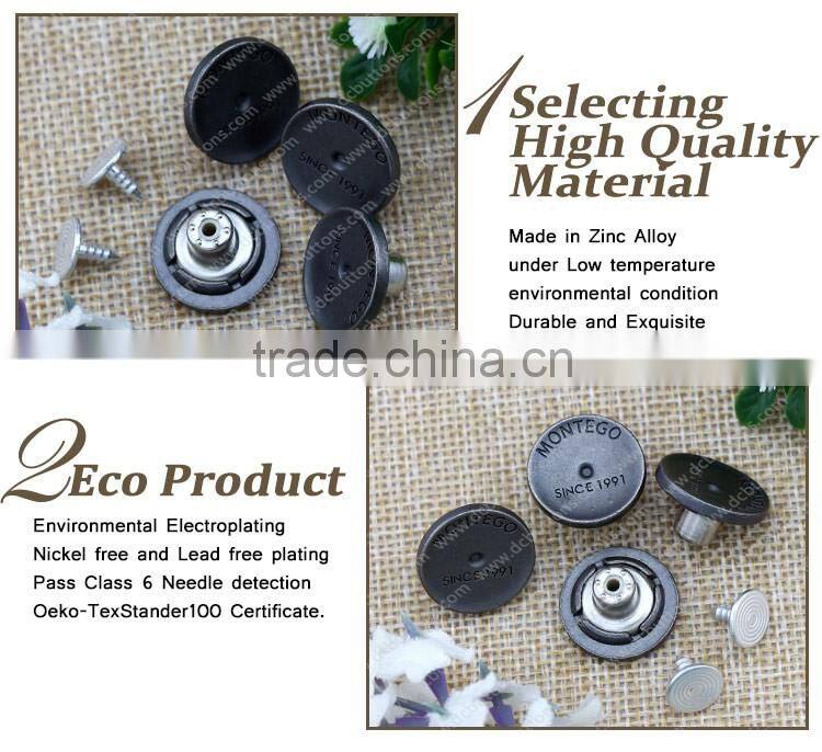 Metal Carve Logo Customized Alloy Jeans Denim Button,Metal Button for Jackets