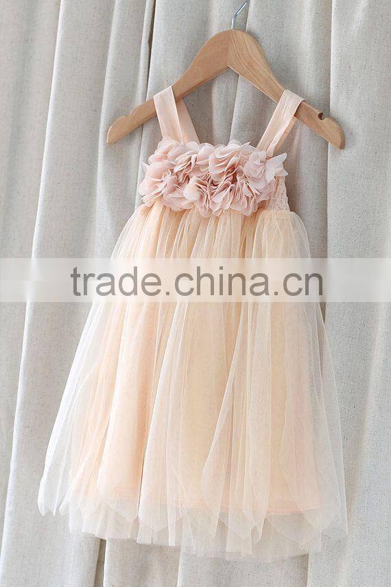 Handmade baby girls evening dresses pink flower girl dress boutique High Quality Kids dresses Flower Girl Dresses