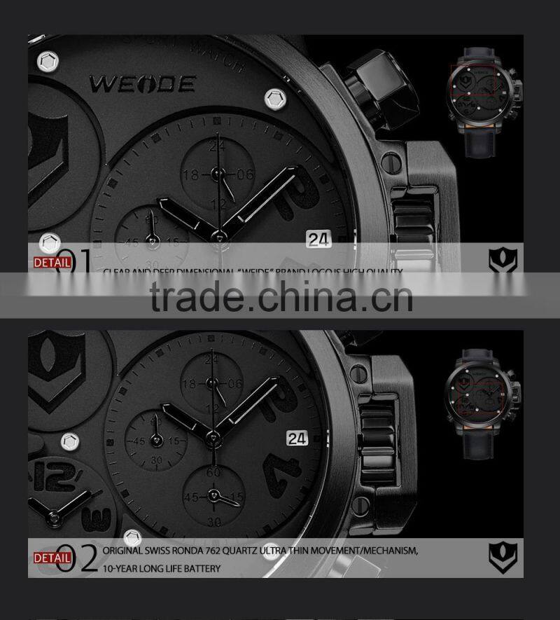 Stainless Steel Back Watch Case 316L Genuine Leather Strap Luxury Watches WEIDE WG93002 Alibaba Express