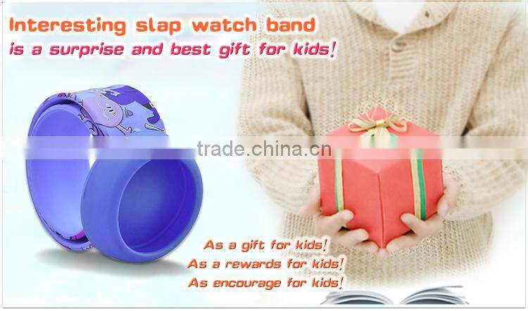 Heart transfer printing Cartoon silicone children slap arm band for watches