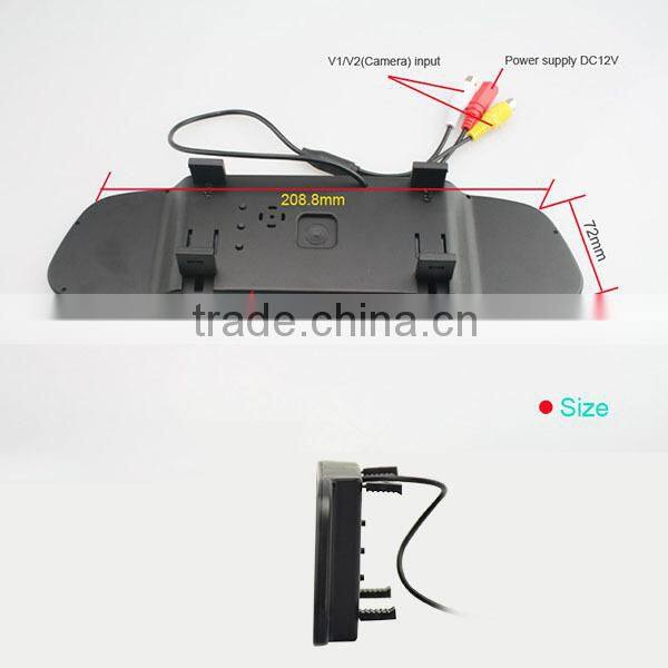 Professional rear view mirror factory,4.3inch rearview mirror monitor with 2 video input/ Innolux panel