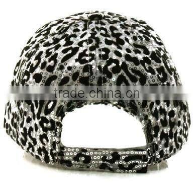 Velvety Leopard Animal Print Sequins Baseball Cap
