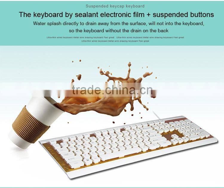 ultra thin wired computer keyboard_Suspended keycap keyboard with metal wile drawing