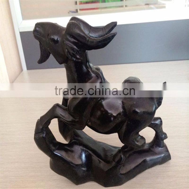 Obsidian sheep figurine Chinese zodiac animal carvings