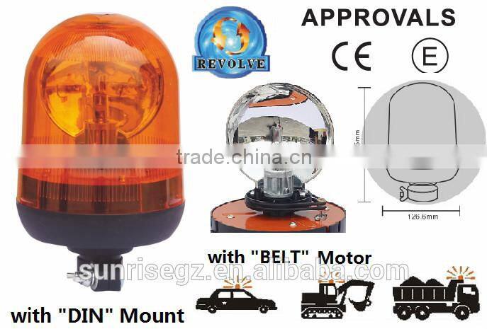 E-MARK Revolving Halogen Warning Light, ECE MARK Rotating Halogen Warning Beacon(SR-BL-502R-3) With Europe DIN Mount Pole Beacon