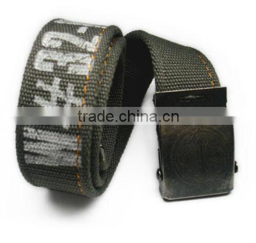 Army Letter Printed Webbing Canvas Belt with Stitching for Jeans