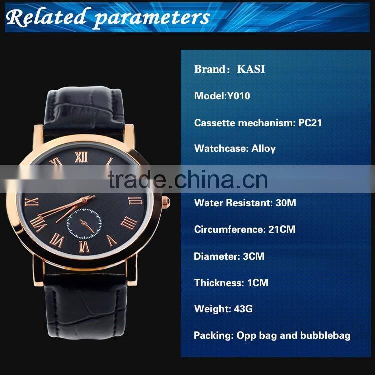 Top selling multi function time display genuine leather stainless steel automatic quartz wrist watch Y010