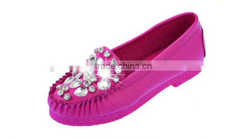 Flat Shoes With Round Soft Leather Low Shoes Women Diamond Peas Shoes
