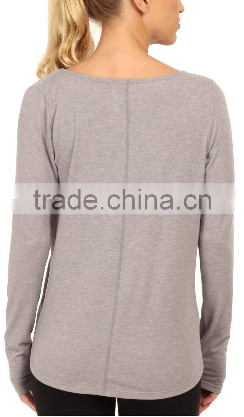 Ramax Custom Women Plain Cowl Neck Long Sleeve Yoga Fitness Tops