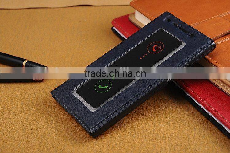 Hot-selling open window leather case cover for gionee elife e7,For gionee elife e7 case