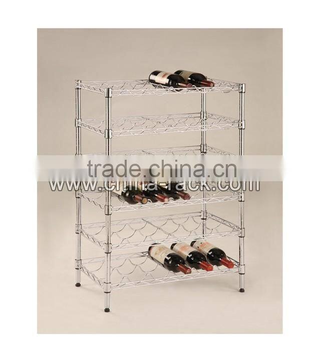 Heavy Duty Metal Chrome Wire Wine Display Rack