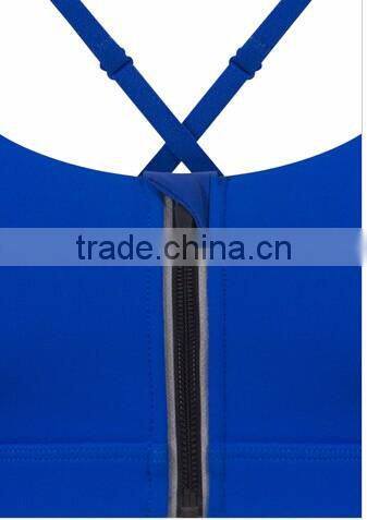 Trendy Design Women Sports Bra Front Zipper Support Yoga Top