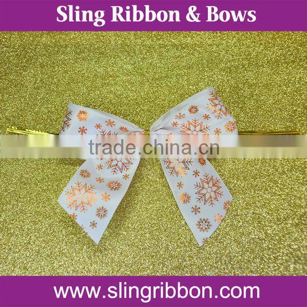 Gold Foil Satin Ribbon Bow For Gift Packaging